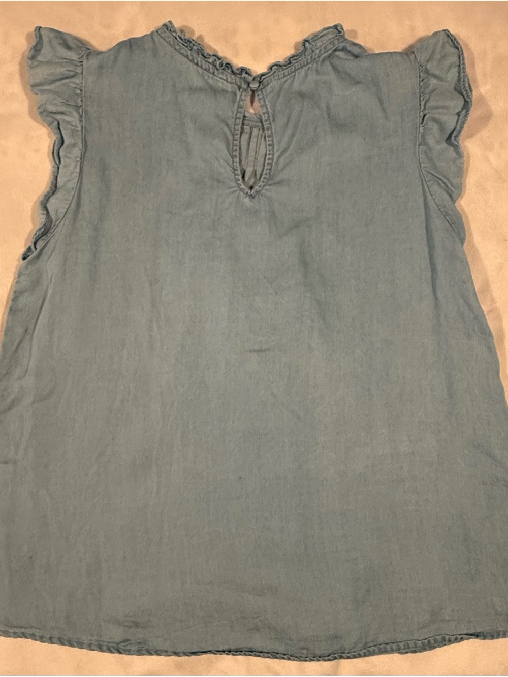 Sweet Wanderer Light Blue Ruffled sleeve Top size Large light‎ weight denim look - Picture 7 of 9
